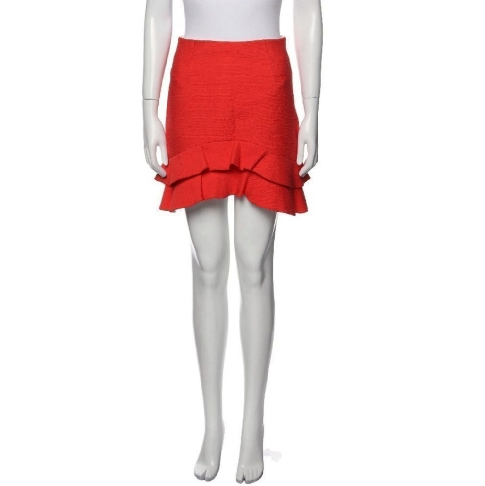 Sandro Paris Red Ruffle Skirt Holidays Teacher Modest Old Money Quiet Luxury New